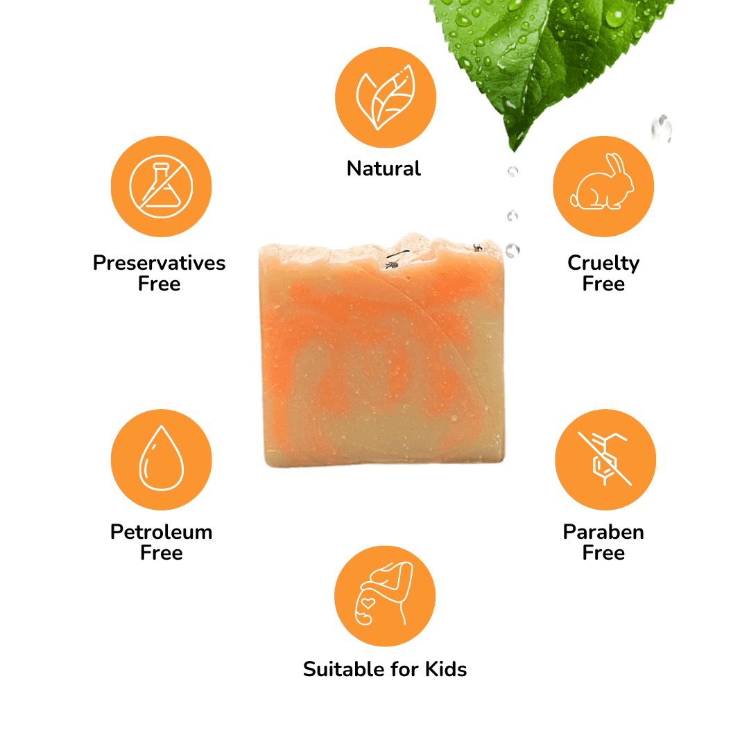 Vegan, Cruelty Free Soothing turmeric soap for calm and radiant skin and suitable for kids as well.