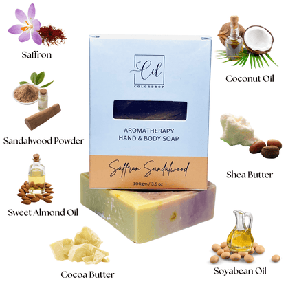 "Soothing saffron Sandalwood soap for relaxation and rejuvenation"