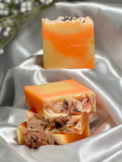 "Gentle turmeric soap suitable for all skin types, perfect for daily routine