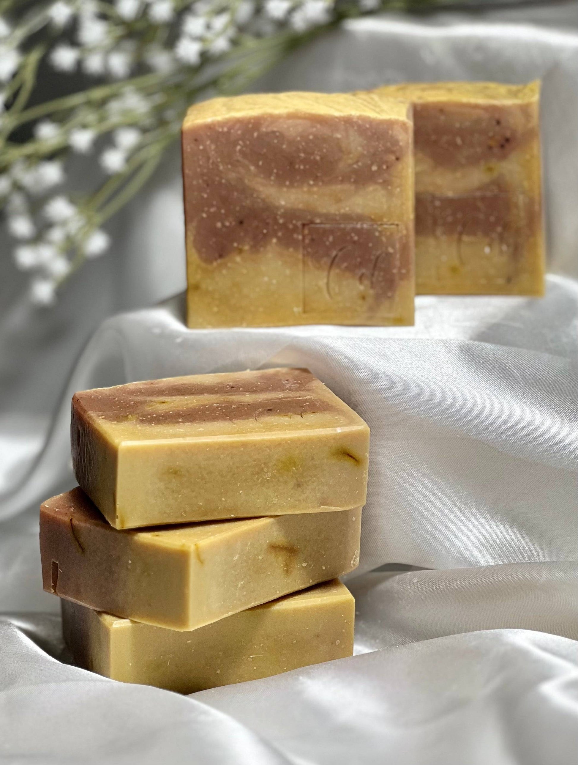 Luxurious saffron Sandalwood soap for a pampering bath experience and perfect for daily use