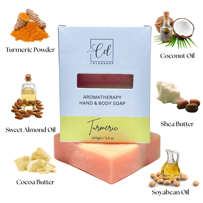 "Aromatic turmeric soap made with natural oils"