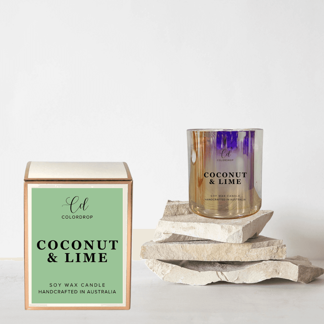 Coconut & lime scented premium Soy wax Candle with box & Made In Australia