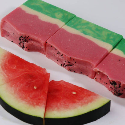 Artisanal soap resembling a slice of fresh watermelon for summer treat